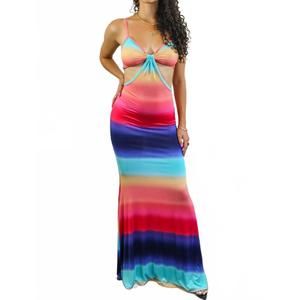 NEW SURELYMINE over the rainbow cut out maxi dress in multi